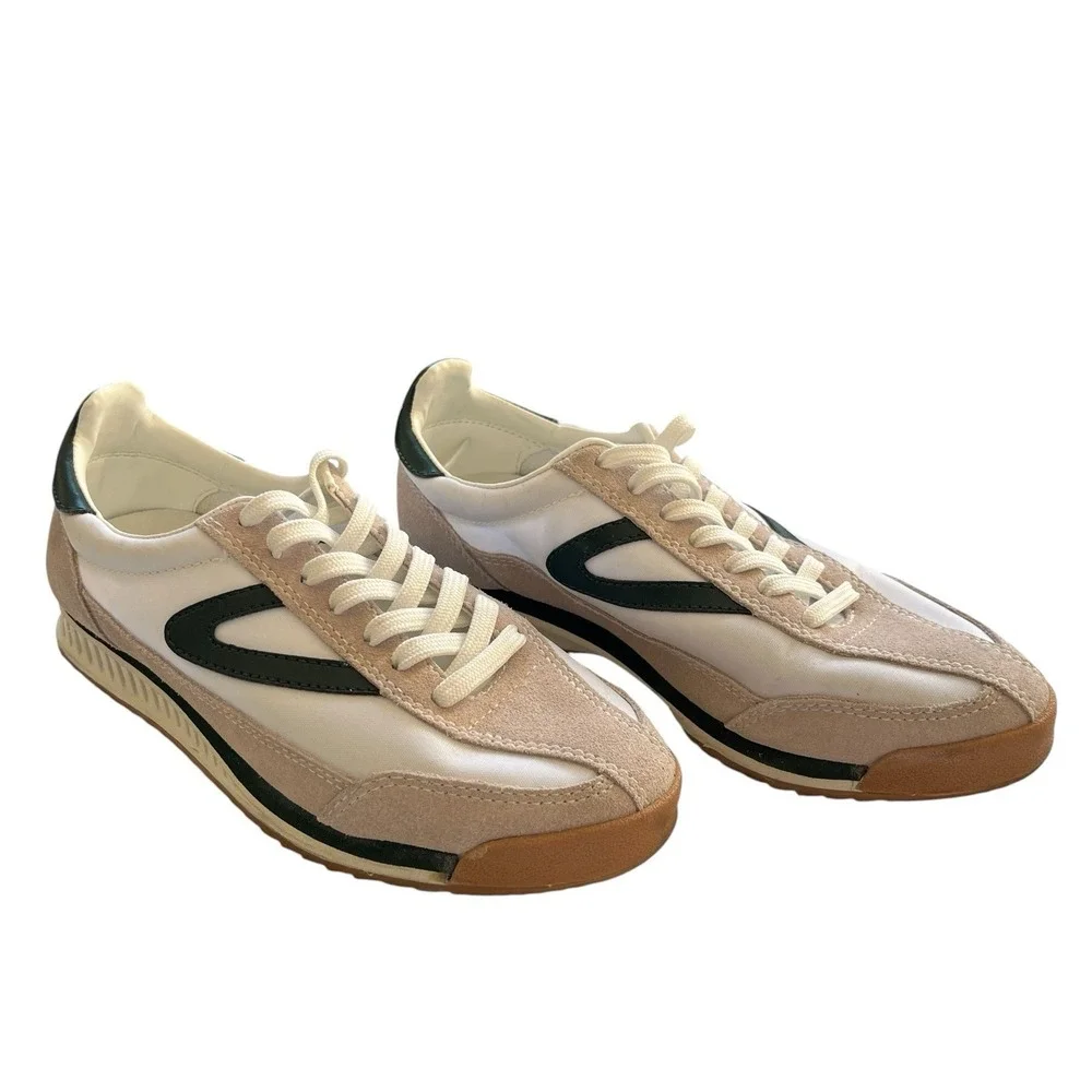 Tretorn Rawlins 2.0 Women Sneaker White Green Beige Suede Retro Casual Shoes 7.5